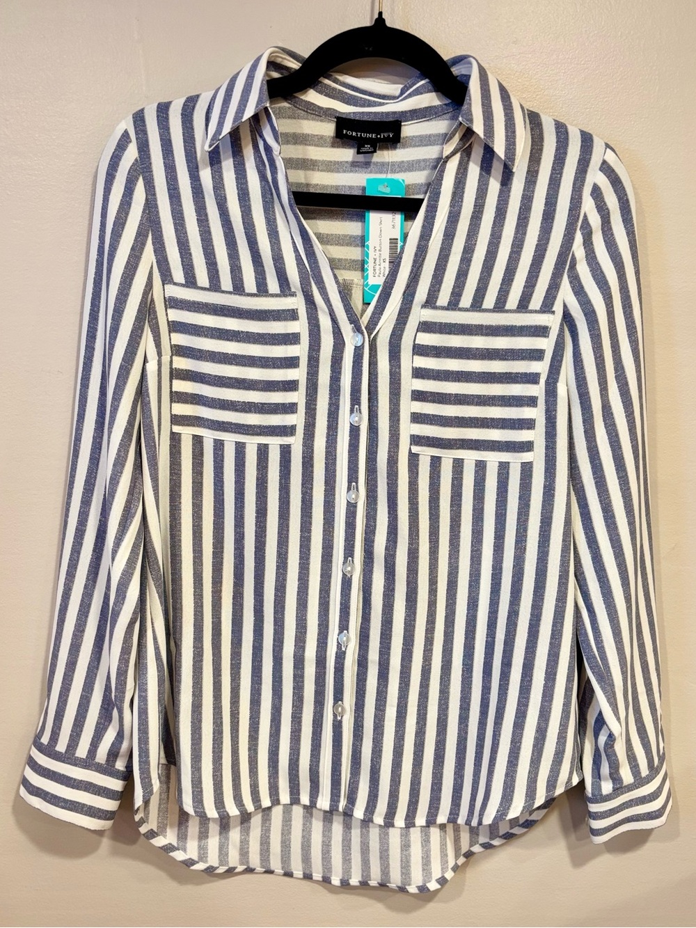 Fortune + Ivy Stitch Fix Paula Airette Striped Button Down Blouse Women's XS NWT